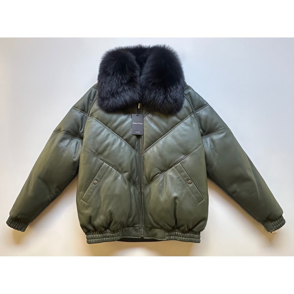 Mason & Cooper Original Goose Leather Down Bomber‎ Jacket Olive Green 3XL New